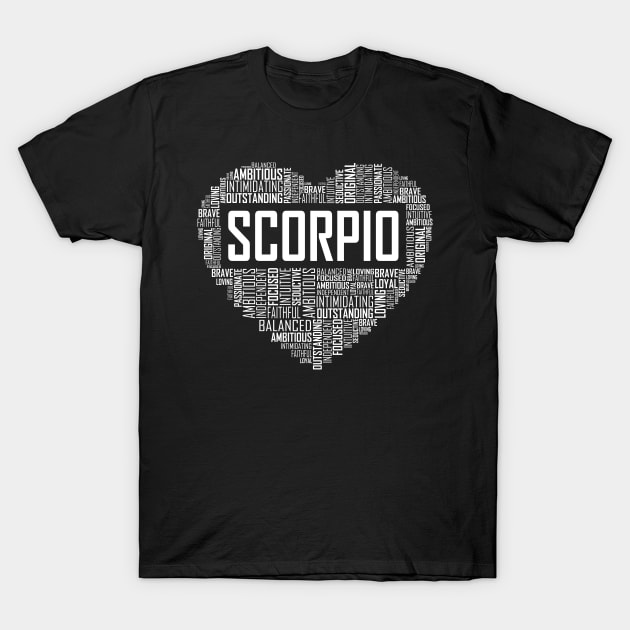 Scorpio Zodiac Heart T-Shirt by LetsBeginDesigns